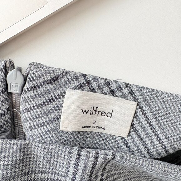 Aritzia Wilfred Renee A-line Mini Skirt Grey Plaid Houndstooth Size 2 - Picture 4 of 5